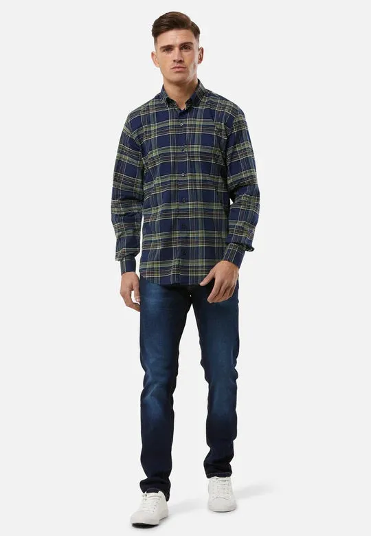 6th Sense BD Gold Long Sleeve Check Shirt O#15 - Navy/Green