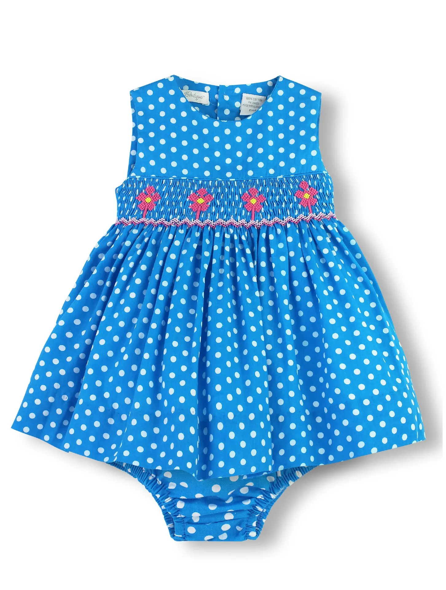 74005-Polka Dot Flowers Baby Girl Sleeveless Dress
