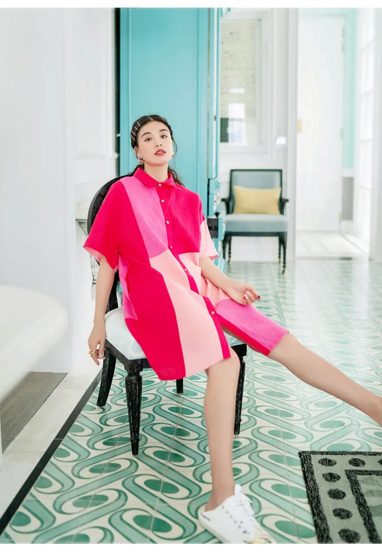 8GIRLS DESIGN RELAXED FIT COLORBLOCK SHIRT DRESS