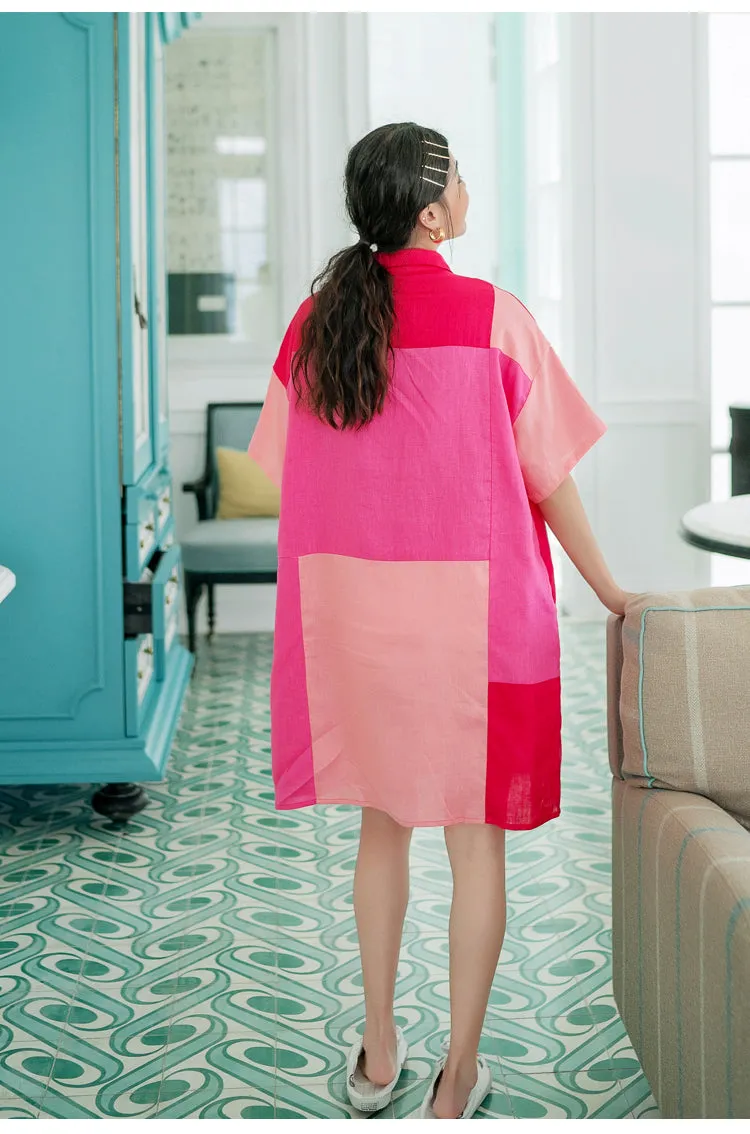 8GIRLS DESIGN RELAXED FIT COLORBLOCK SHIRT DRESS