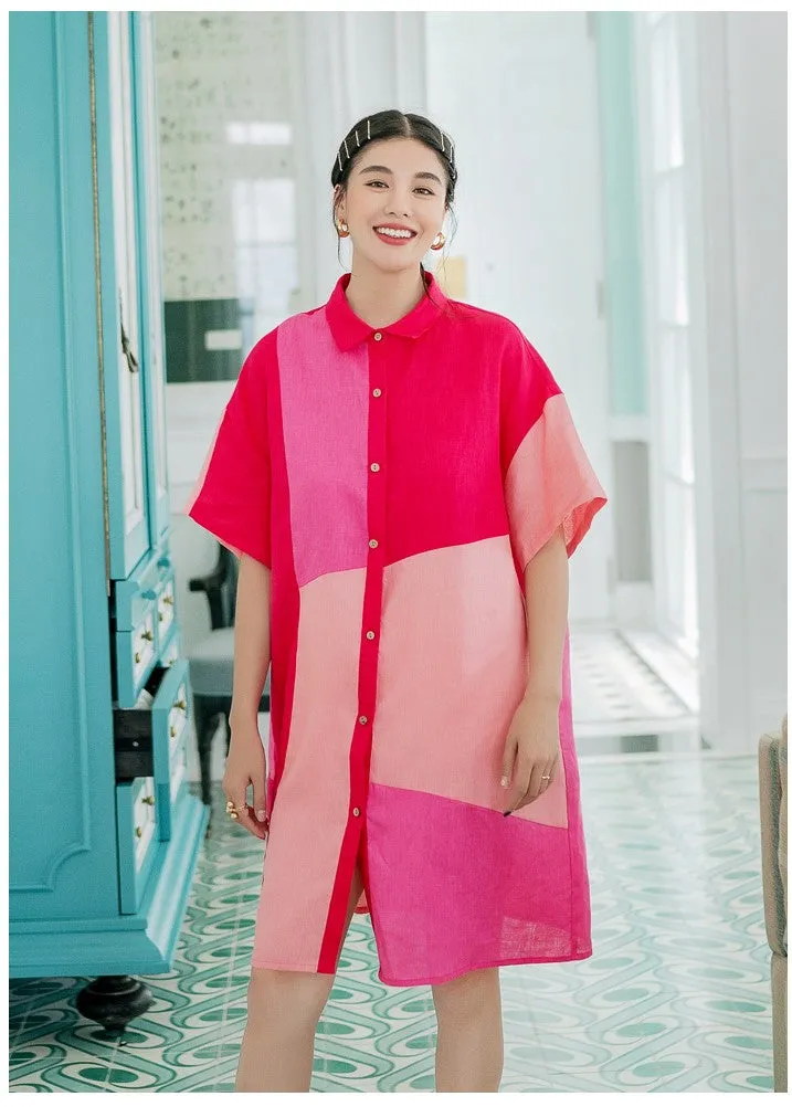 8GIRLS DESIGN RELAXED FIT COLORBLOCK SHIRT DRESS