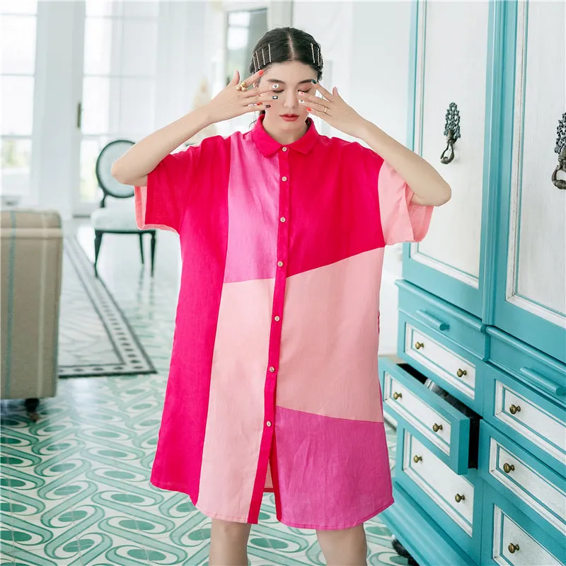 8GIRLS DESIGN RELAXED FIT COLORBLOCK SHIRT DRESS