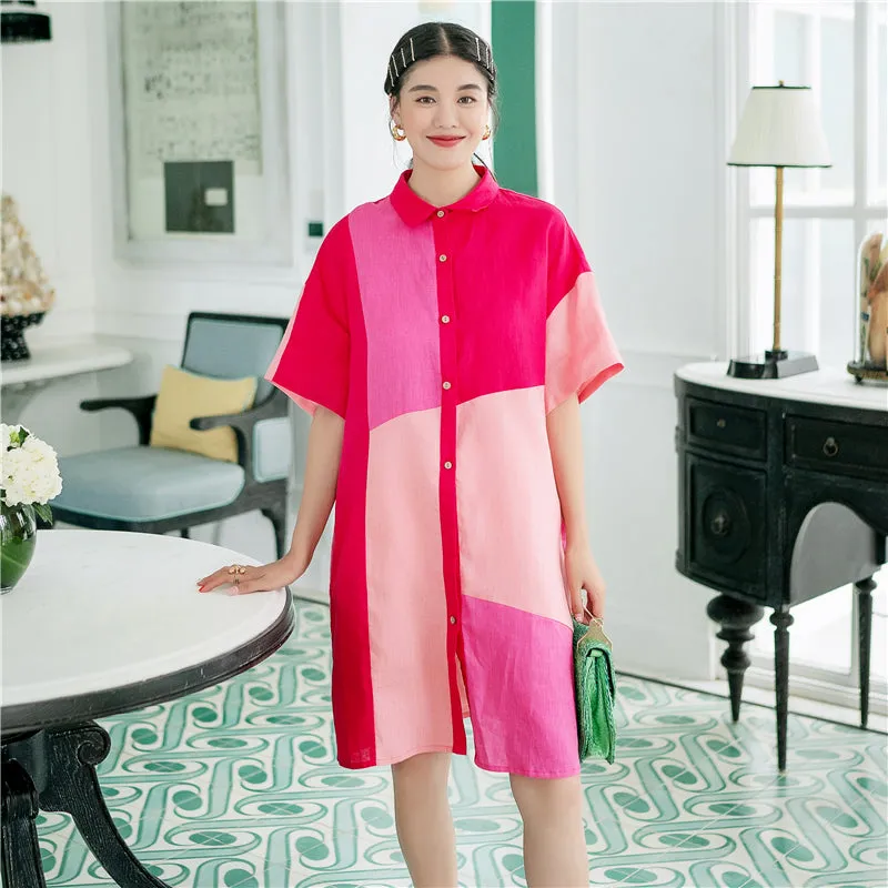8GIRLS DESIGN RELAXED FIT COLORBLOCK SHIRT DRESS