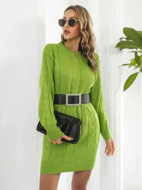 A La Mode Warmth Cable Knit Sweater Dress