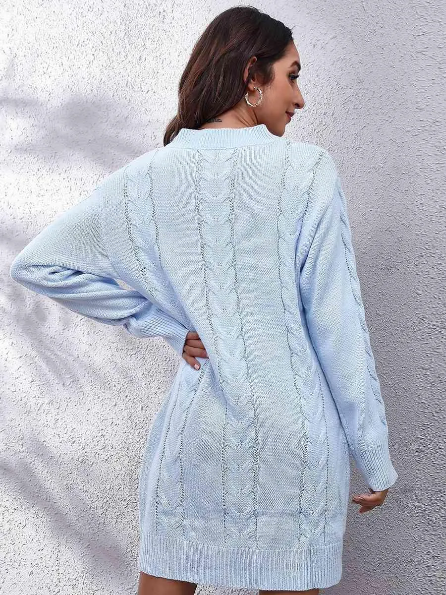A La Mode Warmth Cable Knit Sweater Dress