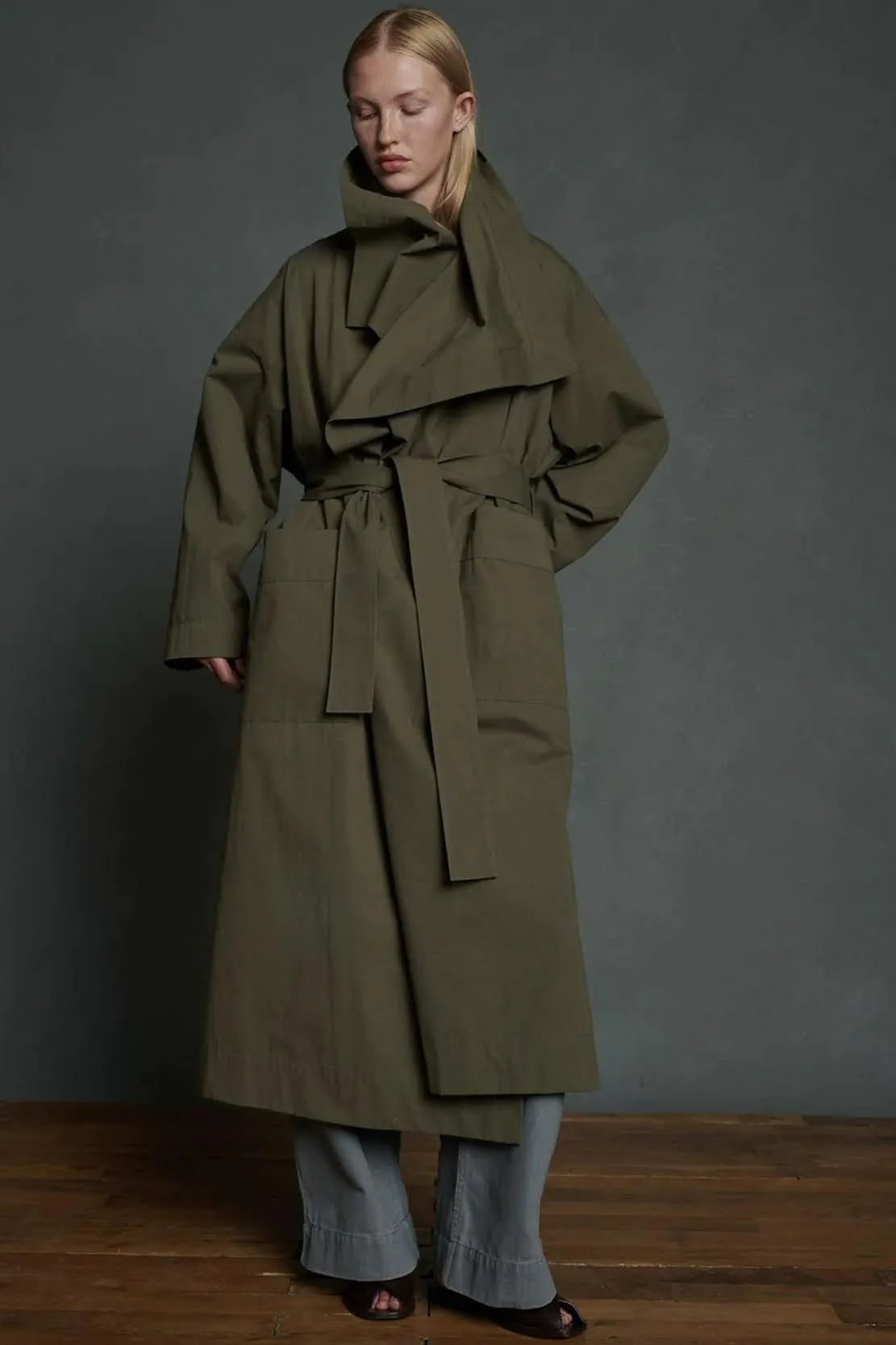 Albatros Vert de Gris Trench Coat