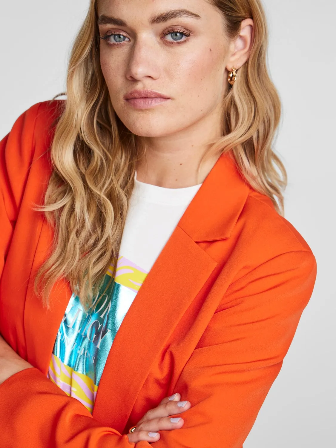 Amelia Oversized Blazer (Tangerine Tango)