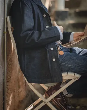 American Suit Washed Denim Hunting Lapel Men's Coat