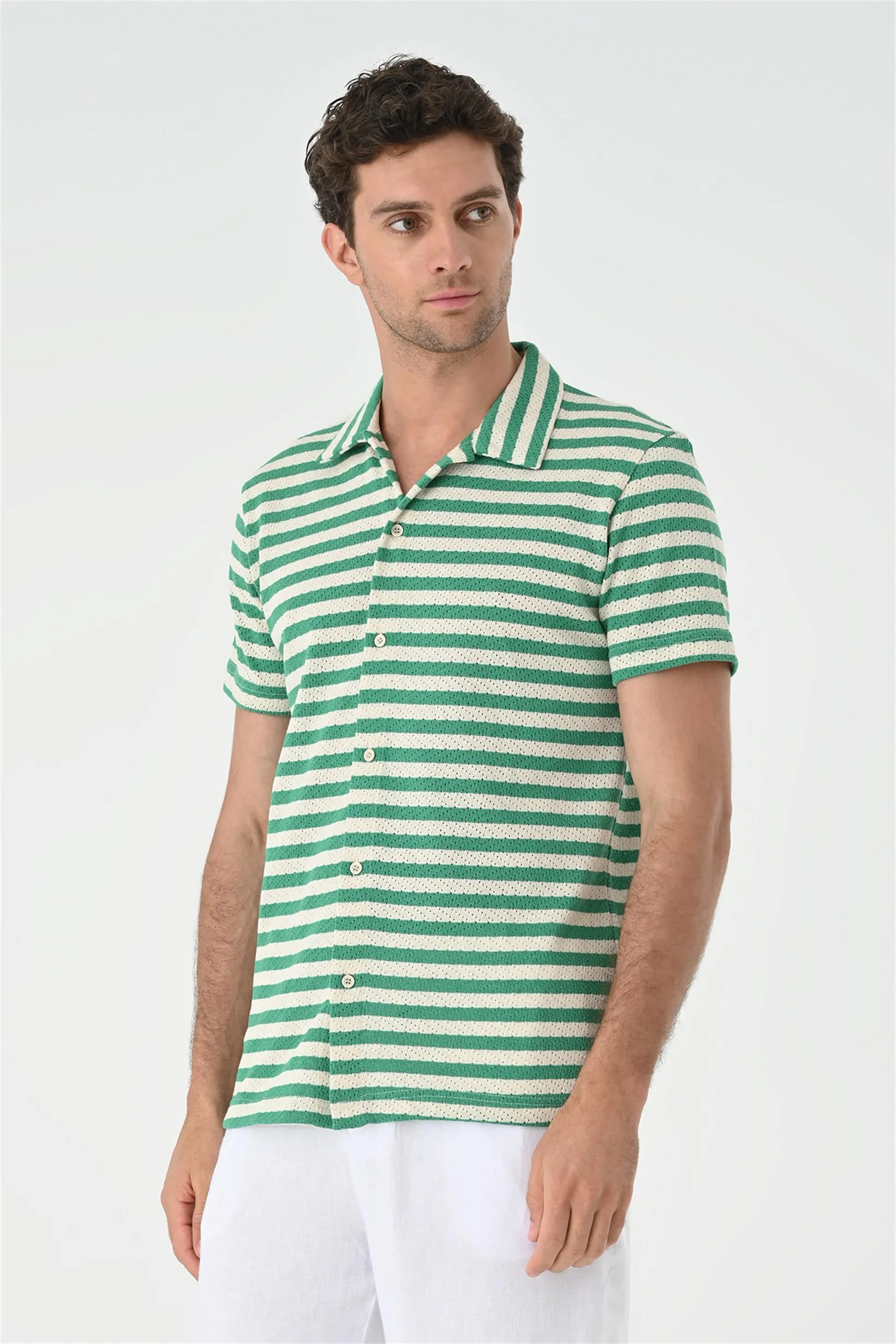 ANT Short Sleeve Striped Men's Knitwear Shirt - Merrillville