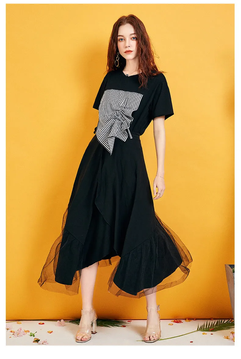 ARTKA CHECK PATCHES T SHIRT IN BLACK