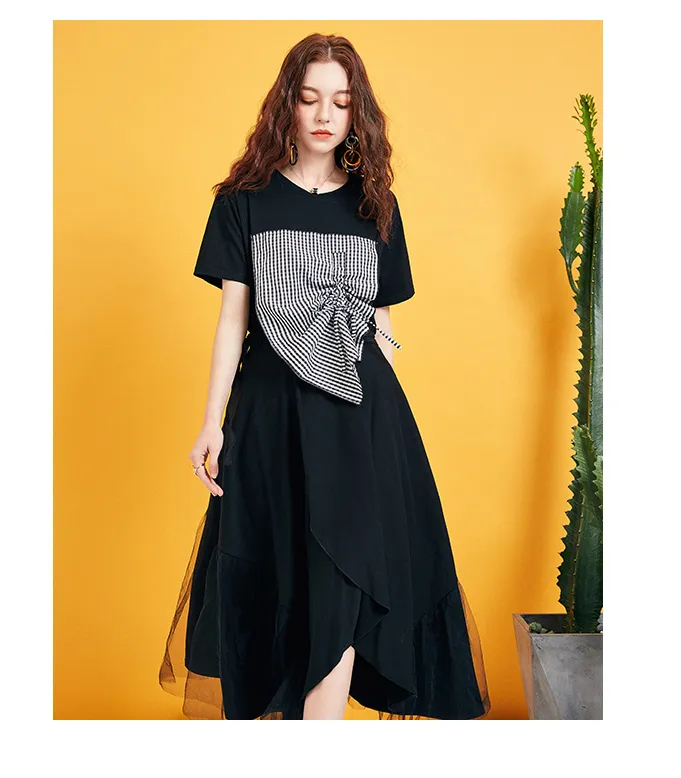 ARTKA CHECK PATCHES T SHIRT IN BLACK