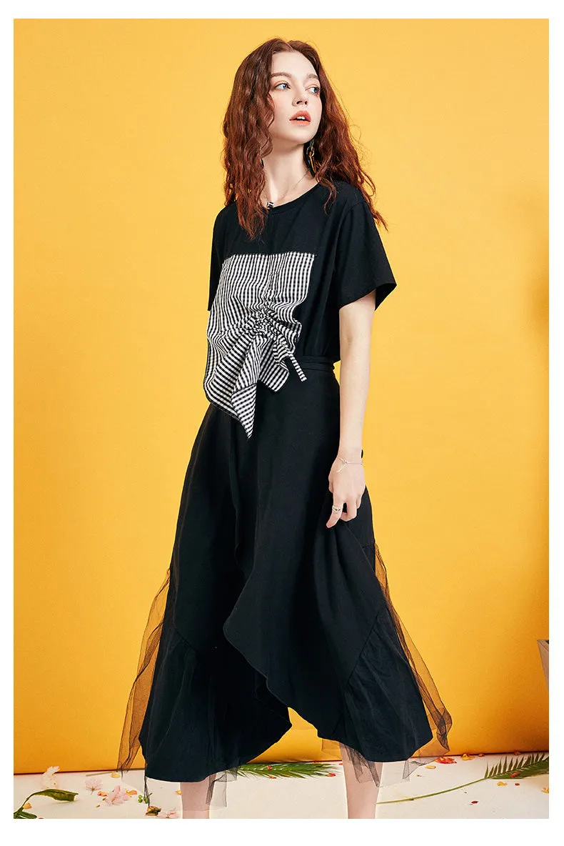 ARTKA CHECK PATCHES T SHIRT IN BLACK