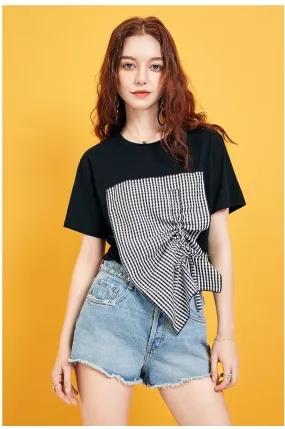 ARTKA CHECK PATCHES T SHIRT IN BLACK