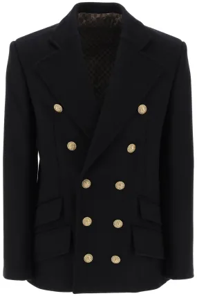 Balmain Double-Breasted Wool Peacoat
