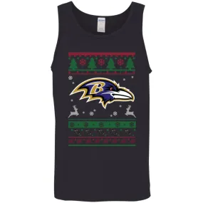 Baltimore Ravens Logo Football Teams Ugly Christmas Sweater Men Tank Top