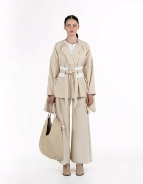 Beige linen kimono