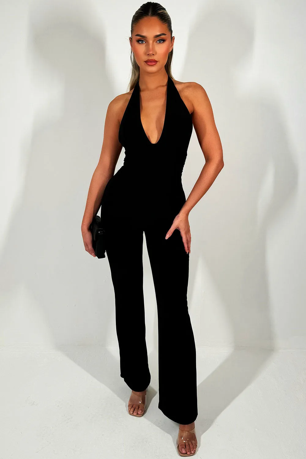 Black Halterneck Backless Jumpsuit