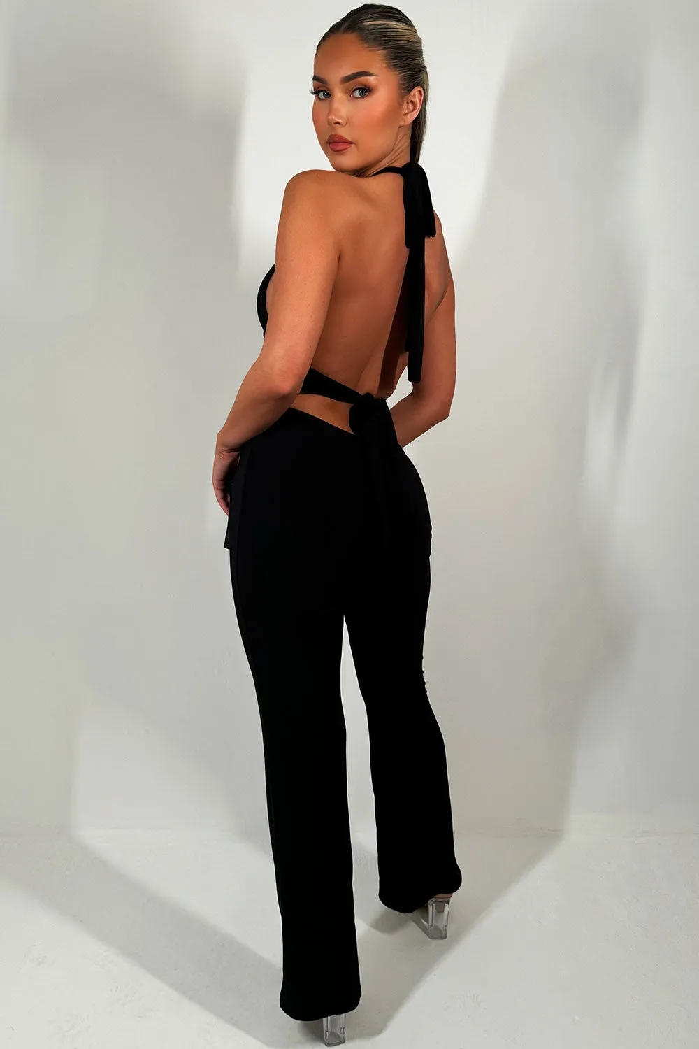 Black Halterneck Backless Jumpsuit