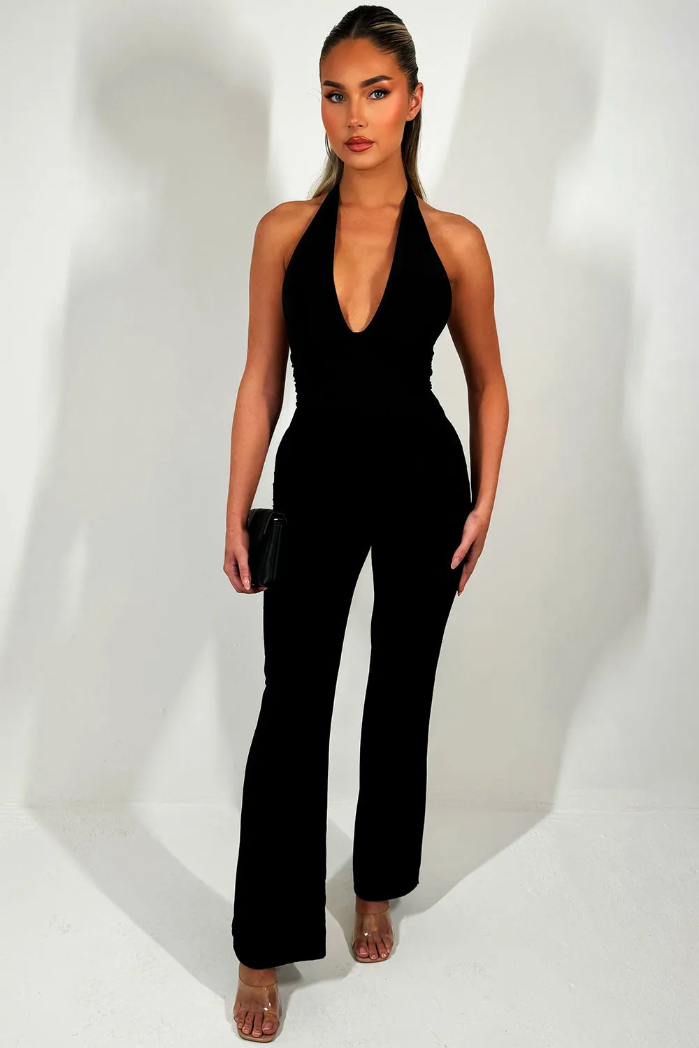 Black Halterneck Backless Jumpsuit