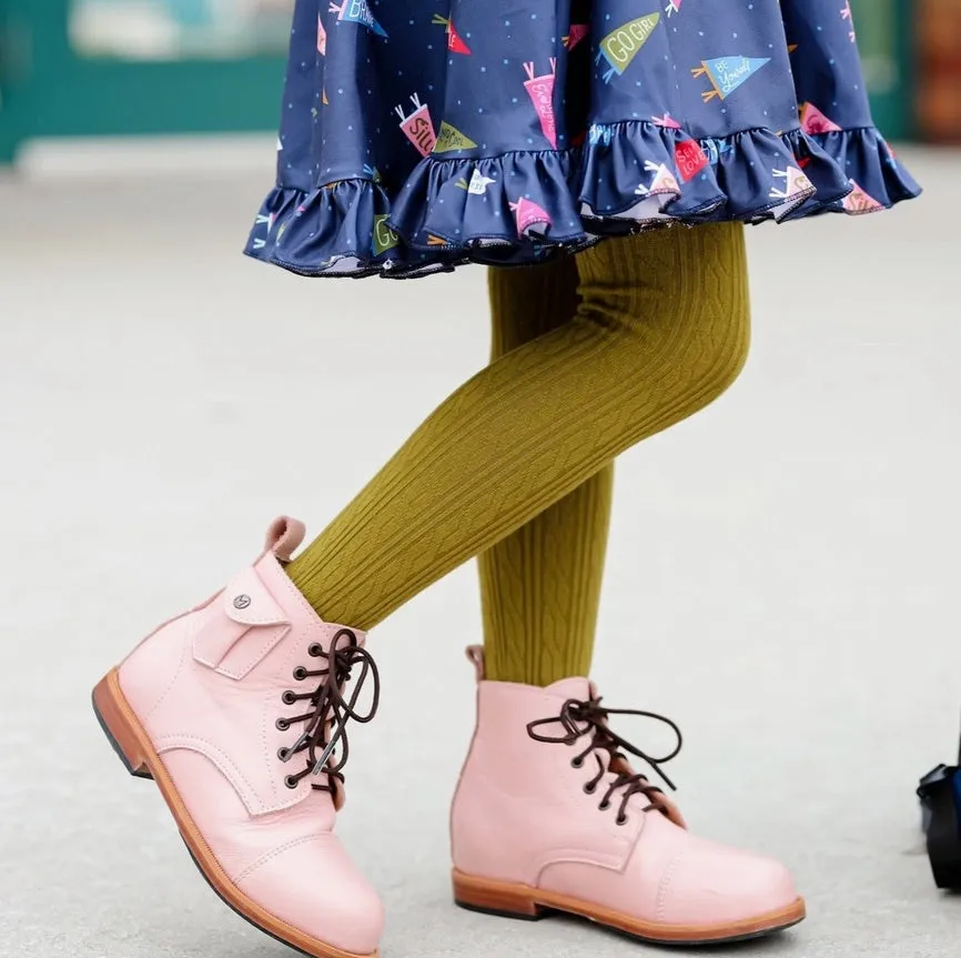 Bright Olive Cable Knit Tights