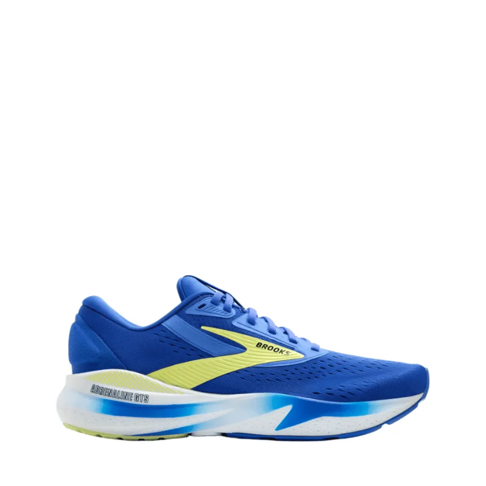 Brooks Men's Adrenaline GTS 24 2E Width (Wide Fit) Running Shoes in Cobalt/Neo Yellow/Peacoat SS25