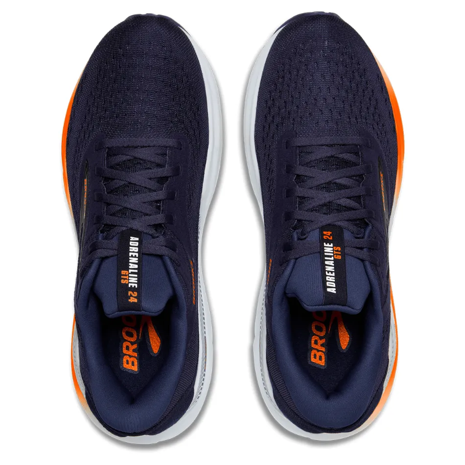 Brooks Men's Adrenaline GTS 24 Running Shoes in Peacoat/Orange/White SS25