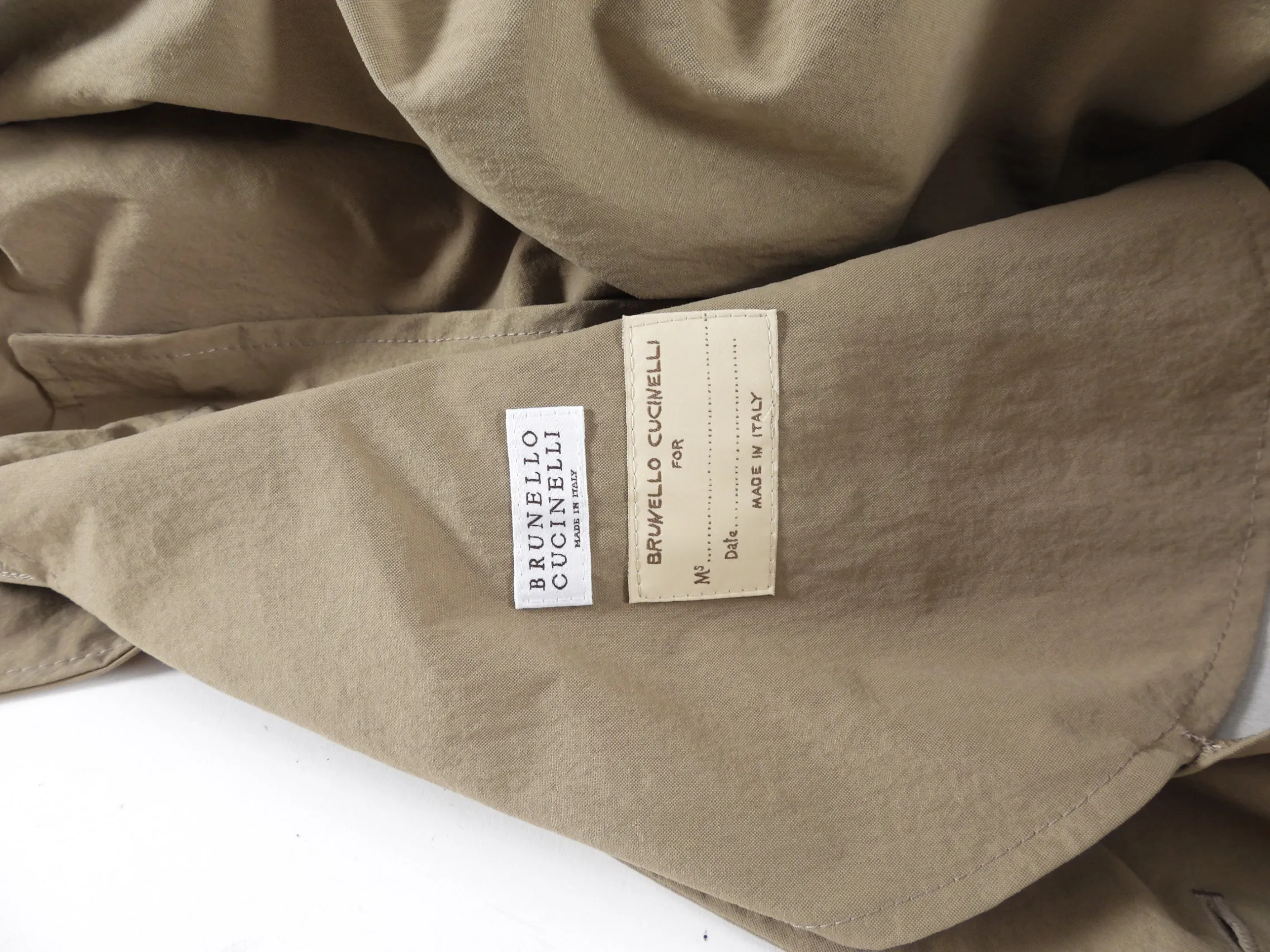 Brunello Cucinelli Belted Beige Trench Coat with Monili Bead - S / M