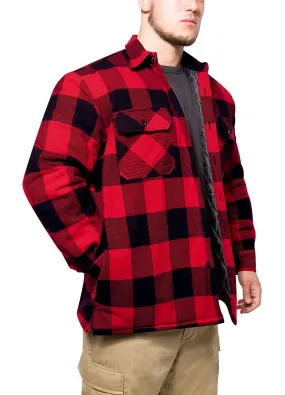 Buffalo Plaid Quilted Lined Jacket - Red