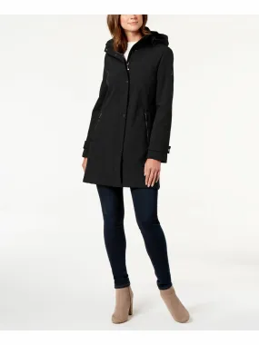 CALVIN KLEIN Women’s Pocketed Peacoat Hood Soft-shell Coat Color Black Size XS