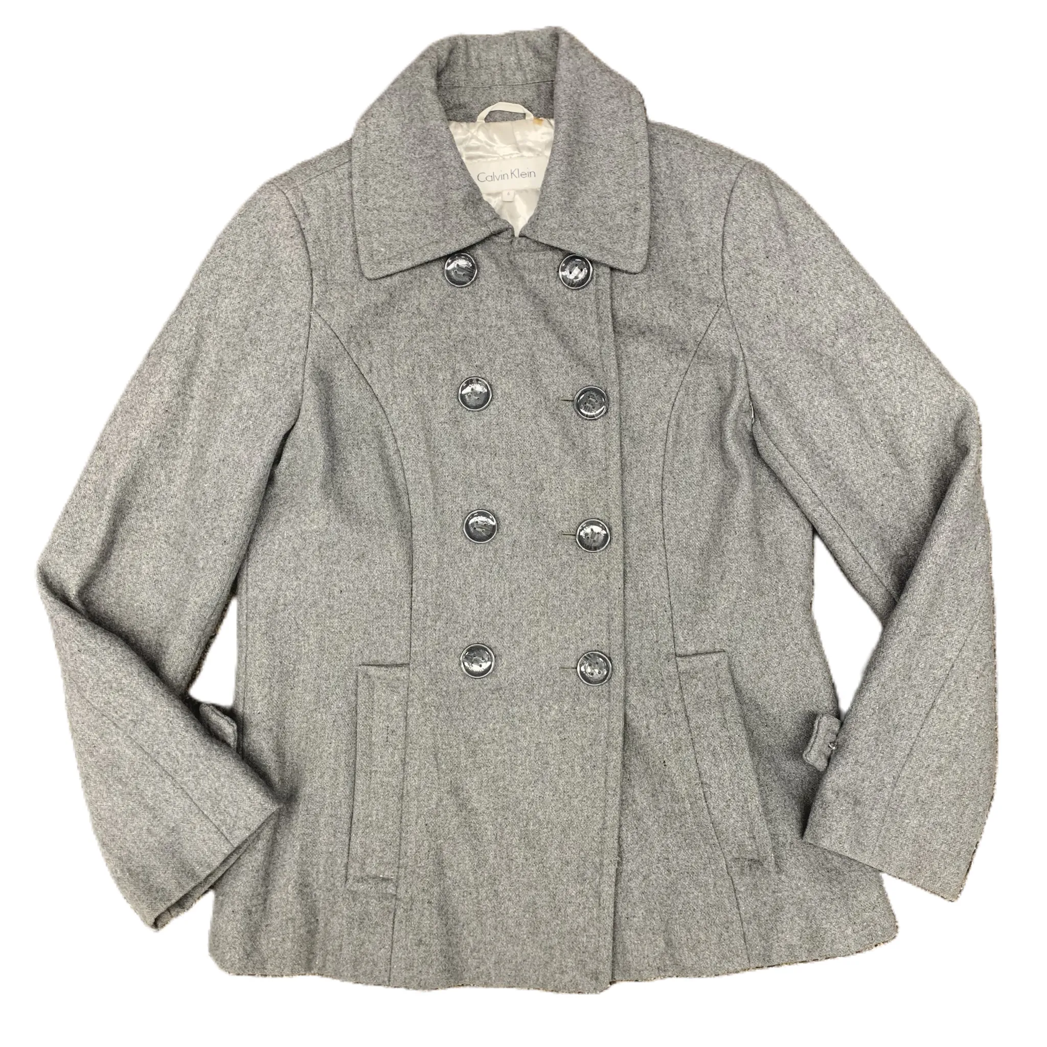 Coat Peacoat By Calvin Klein In Grey, Size: S