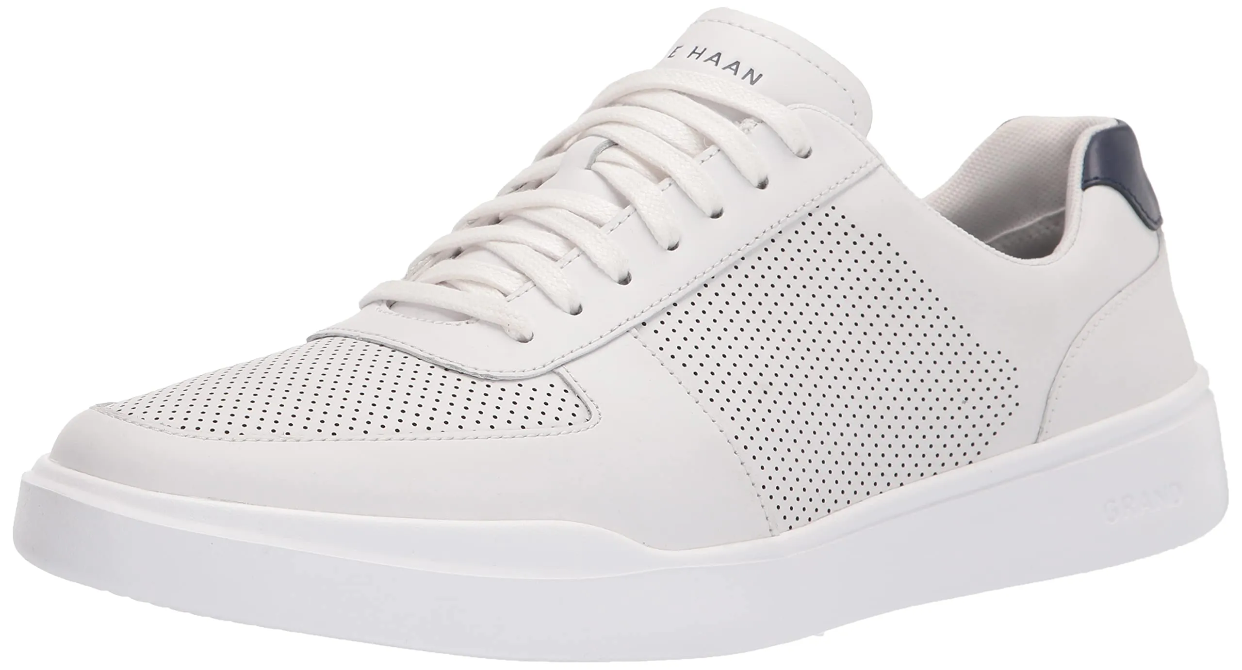 Cole Haan Men's Grand Crosscourt Modern Perforated Sneaker, Optic White/Peacoat, 9