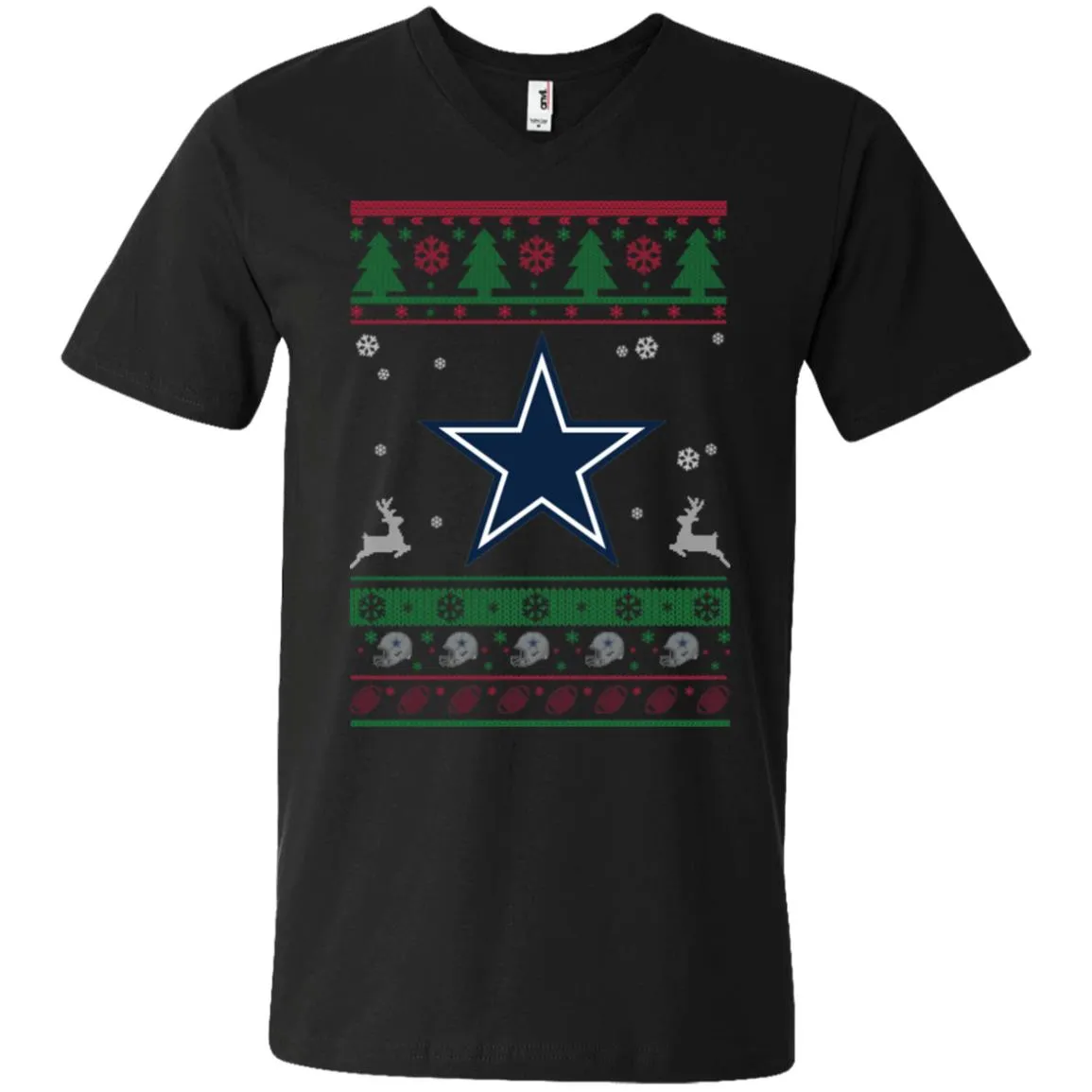 Dallas Cowboys Logo Football Teams Ugly Christmas Sweater Men V-Neck T-Shirt