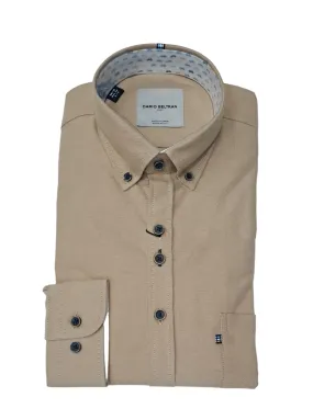 Dario Beltran Pazos Oxford Regular Fit Casual Shirt - Tan