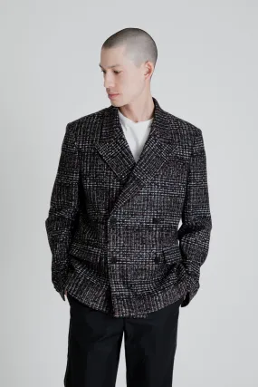 Double Breasted Checked Blazer - Rust / Black