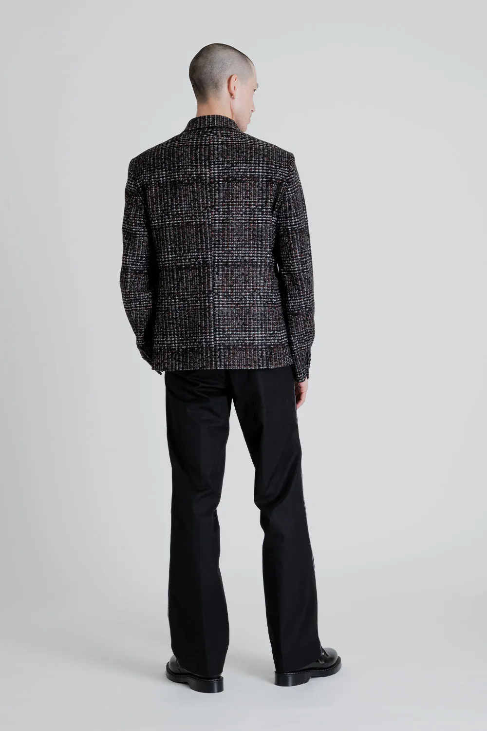 Double Breasted Checked Blazer - Rust / Black