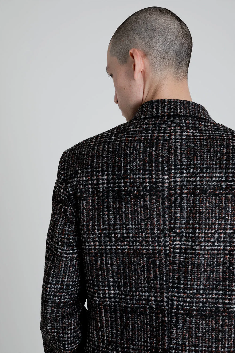 Double Breasted Checked Blazer - Rust / Black