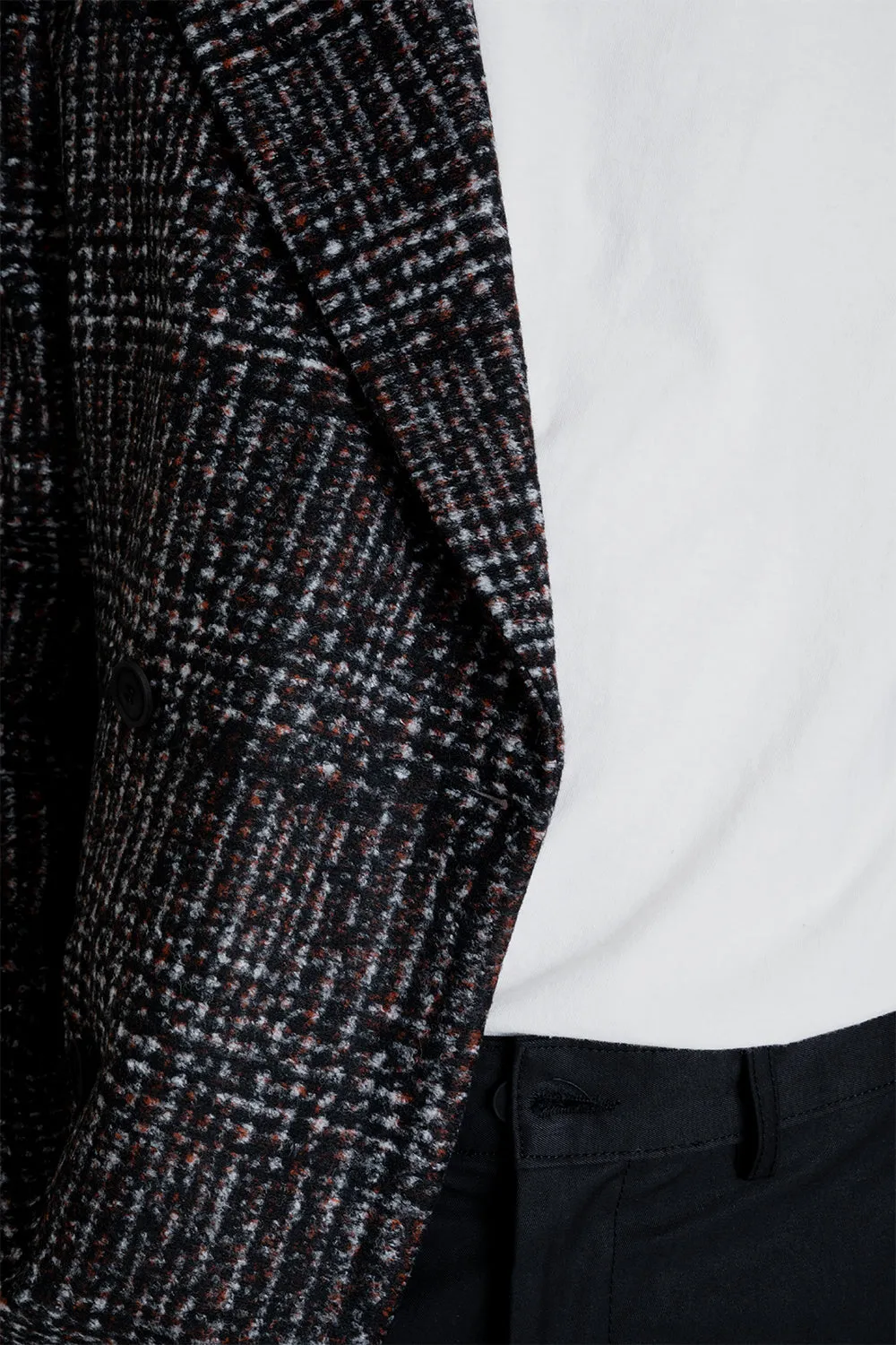 Double Breasted Checked Blazer - Rust / Black