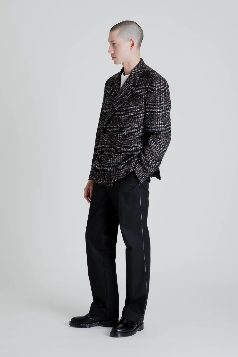 Double Breasted Checked Blazer - Rust / Black