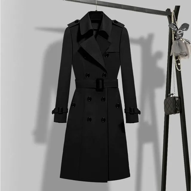 Double Breasted Long Trench with Belt