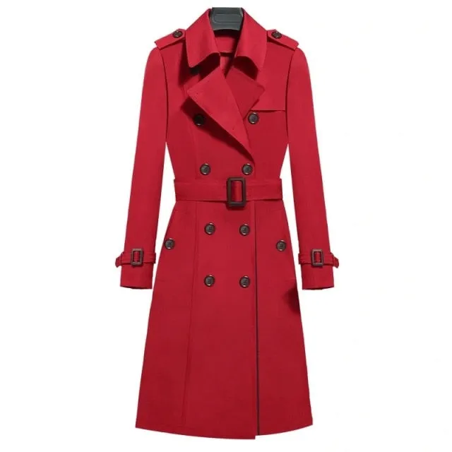 Double Breasted Long Trench with Belt