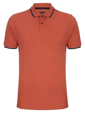 Douglas Short Sleeve 3 Button Polo Shirt - Rust