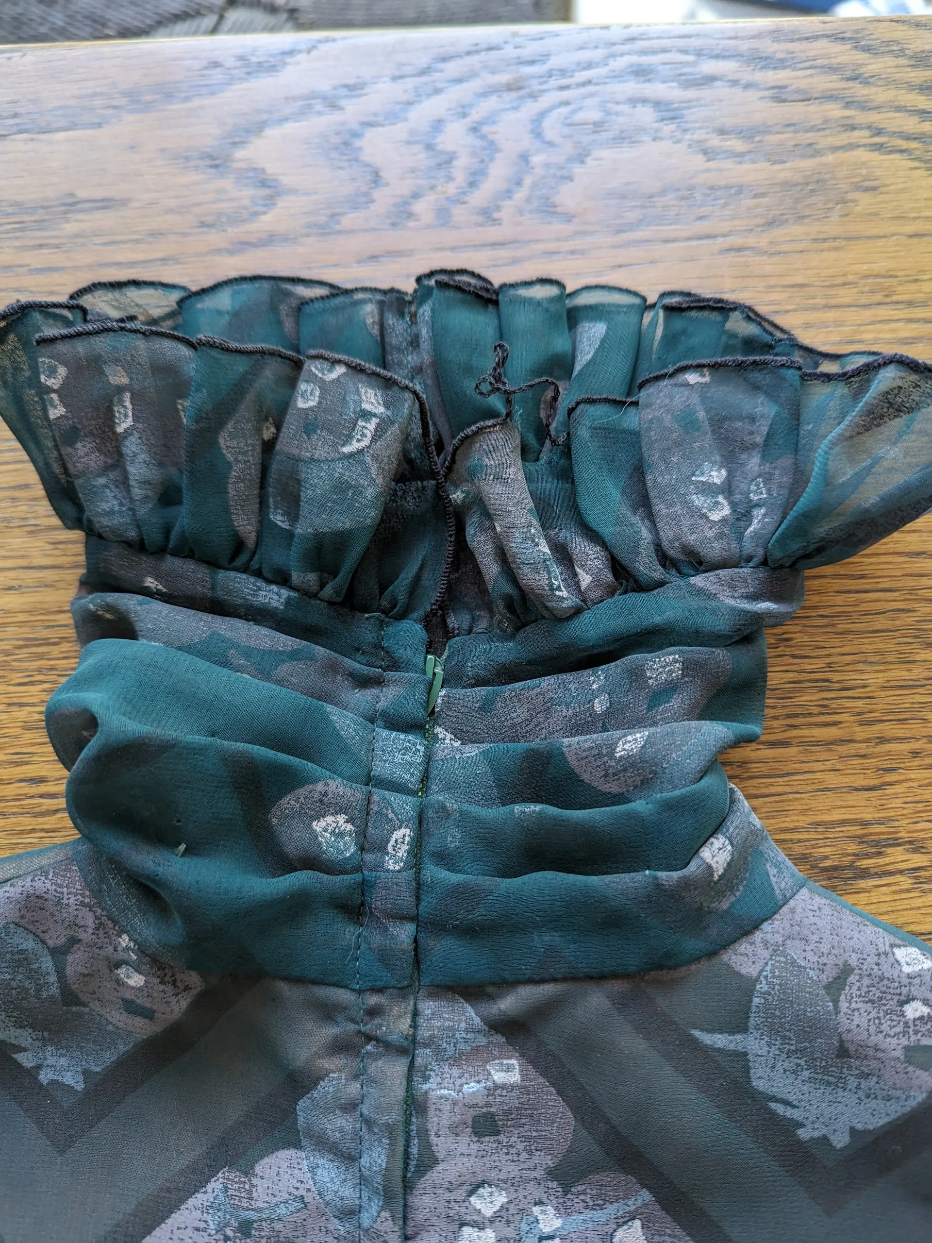 Early 1970s Jean Varon Vintage High Neck Prairie Smock Dress