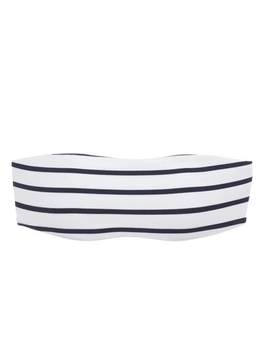 Eberjey Retro Stripes Summer Bikini Bandeau Top - Peacoat/White