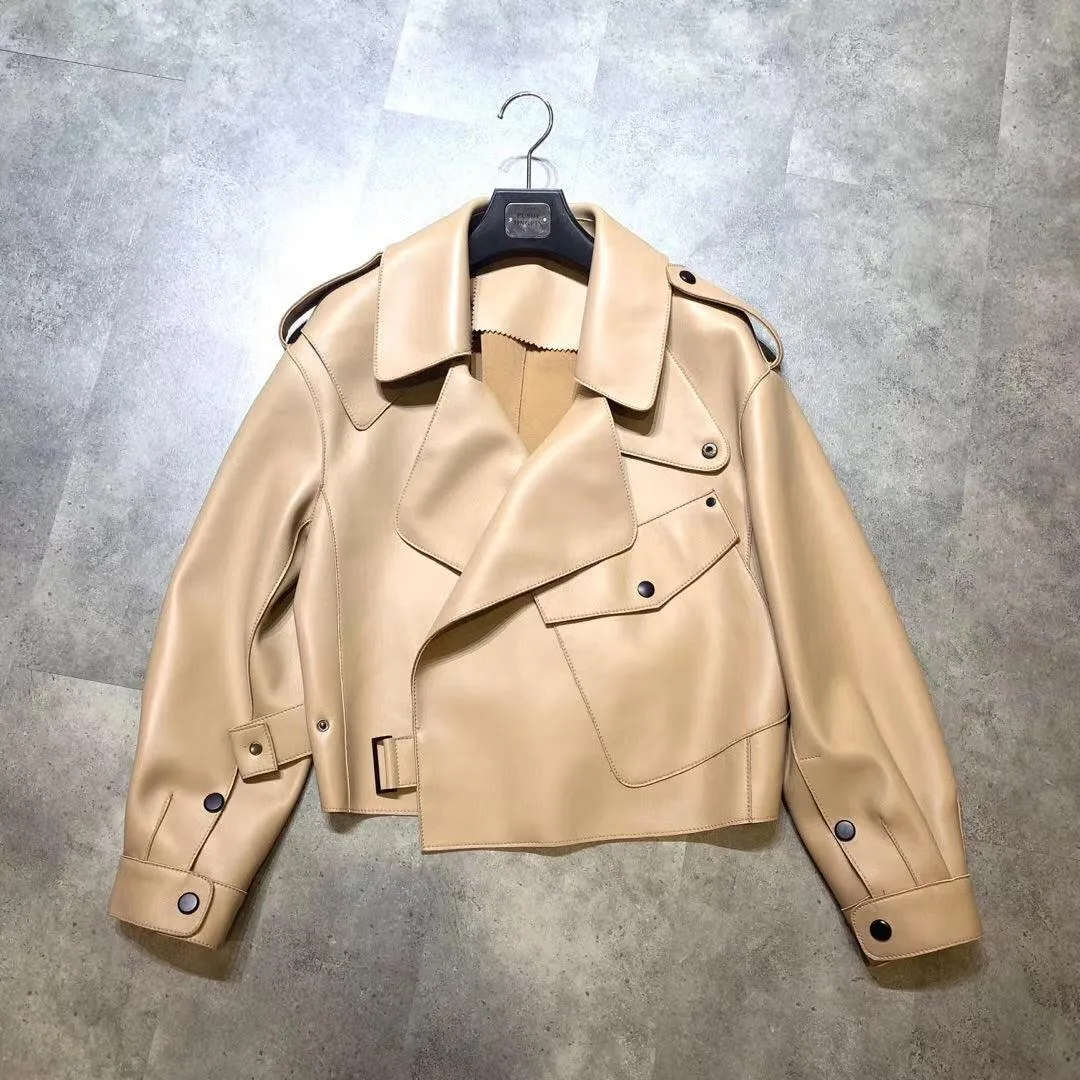 Elegant Women's Genuine Leather Jacket - Sheepskin jacket Short for Stylish Commutes