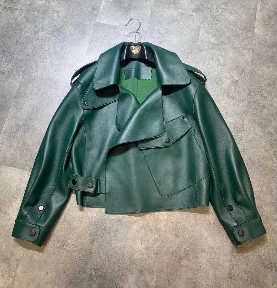 Elegant Women's Genuine Leather Jacket - Sheepskin jacket Short for Stylish Commutes