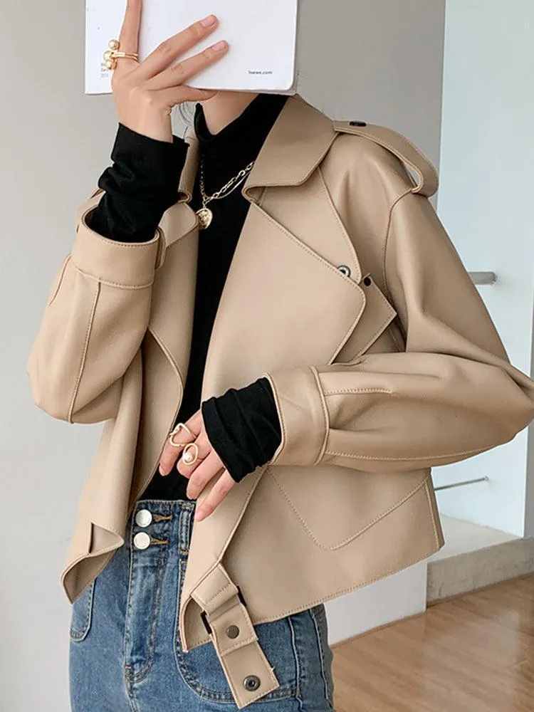 Elegant Women's Genuine Leather Jacket - Sheepskin jacket Short for Stylish Commutes