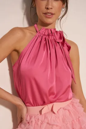 Elizabeth Satin Top - Fuchsia