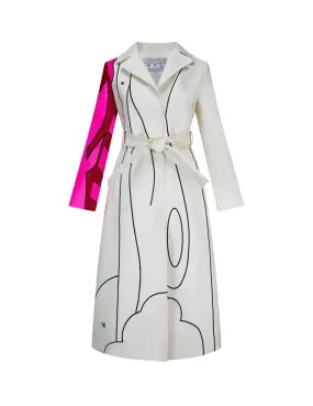 Embroidered Leather Trench Coat
