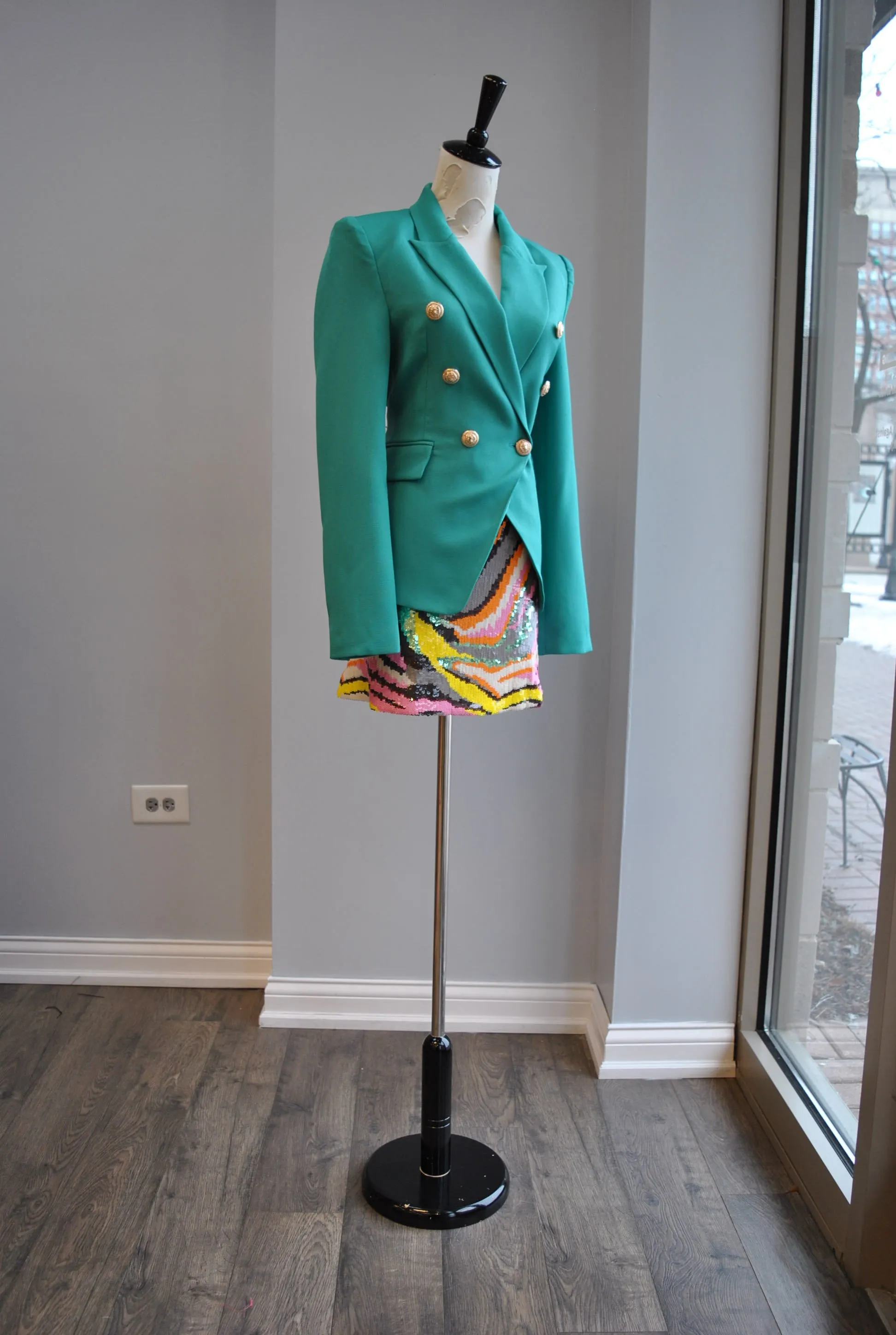 EMERALD GREEN DOUBLE BREASTED BLAZER