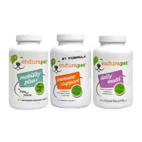 endurapet® Mobility Plus (1), Immune Support (1), and Multi-vitamin (1) pack for Cats and Dogs